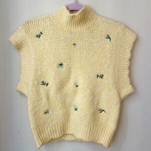 Knit Embroidered Flower Sweater Vest
